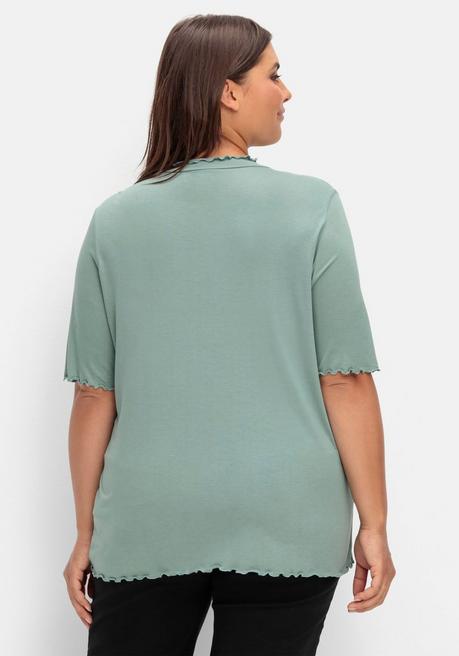 Sheego Shirt Mit Stehkragen Und Wellensaumkanten - Jade Sheego