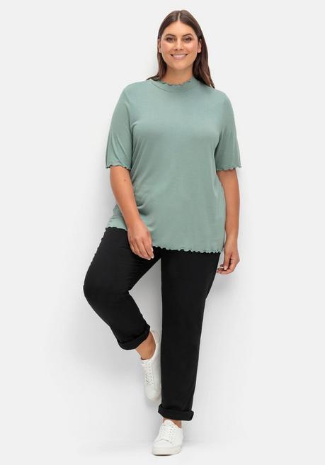 Sheego Shirt Mit Stehkragen Und Wellensaumkanten - Jade Sheego