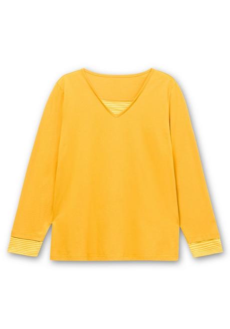Sheego Shirt Mit Streifendetails, Im Layerlook - Curry Sheego