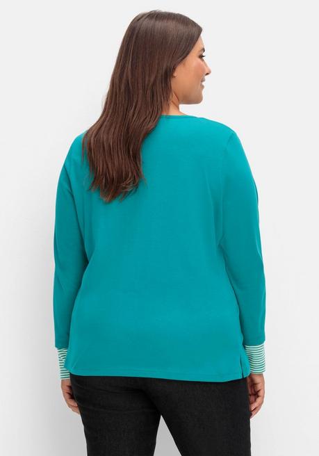 Sheego Shirt Mit Streifendetails, Im Layerlook - Petrol Sheego