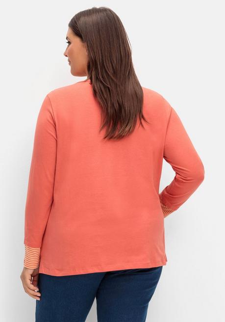 Sheego Shirt Mit Streifendetails, Im Layerlook - Terrakotta Sheego