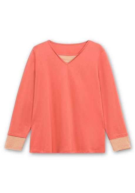 Sheego Shirt Mit Streifendetails, Im Layerlook - Terrakotta Sheego
