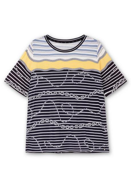 CREATION L PREMIUM Shirt Mit Streifendruck Und Kettenmotiven - Marine-gelb Gestreift Sheego