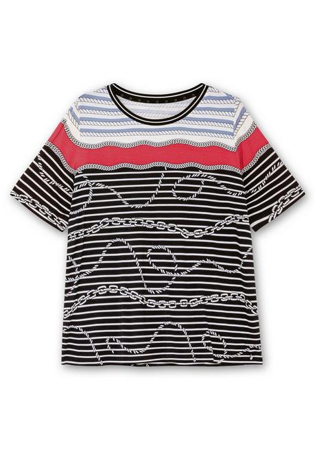 CREATION L PREMIUM Shirt Mit Streifendruck Und Kettenmotiven - Marine-rot Gestreift Sheego