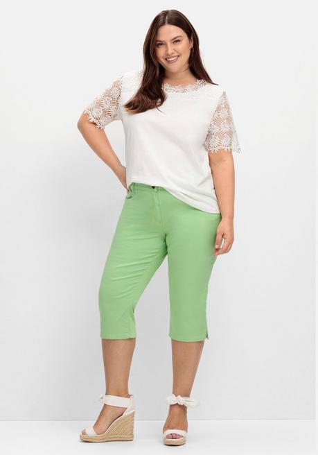 Sheego Shirt Mit Transparentem Spitzenbesatz - Ecru Sheego