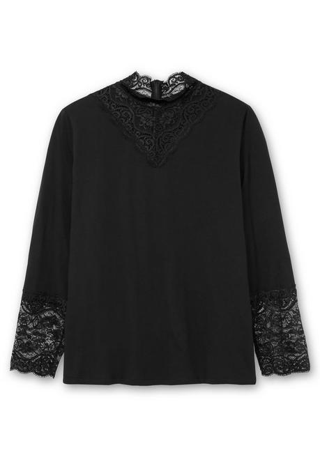 Sheego Shirt Mit Transparenter Spitze - Schwarz Sheego