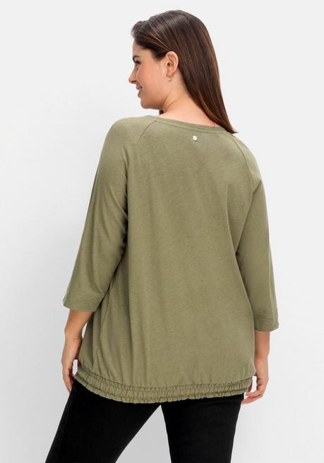 Sheego Shirt Mit Tunnelzug Am Saum, Aus Leinen-Mix - Khaki Sheego
