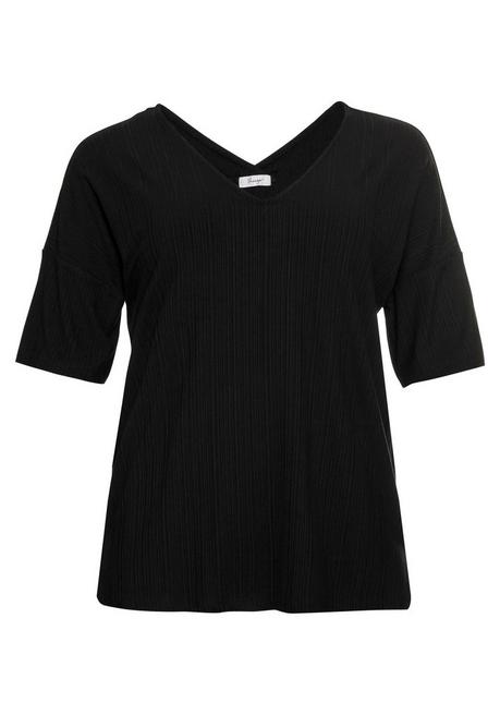 Sheego Shirt Mit V-Ausschnitt, In Oversized-Form - Schwarz Sheego