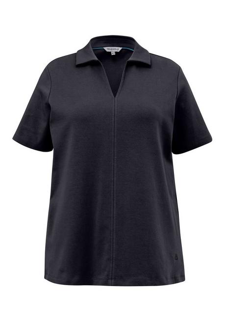 TRIANGLE Shirt mit V-Ausschnitt und Polokragen - nachtblau sheego