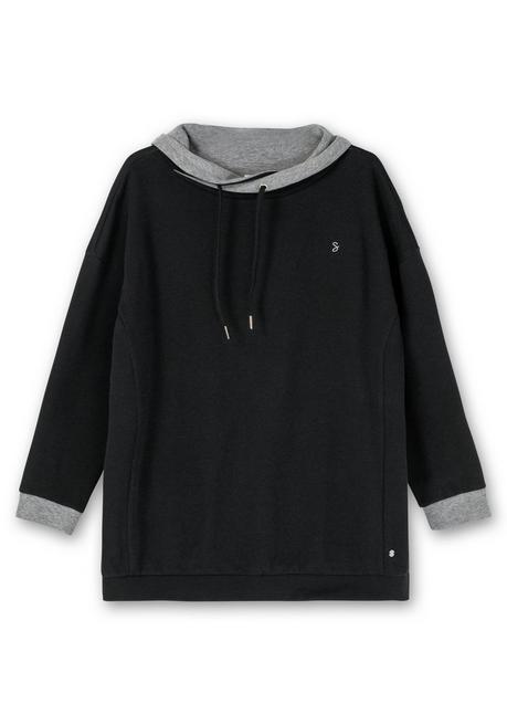 Sheego Shirt Mit Weitem Kragen Und Doubleface-Verarbeitung - Schwarz Sheego