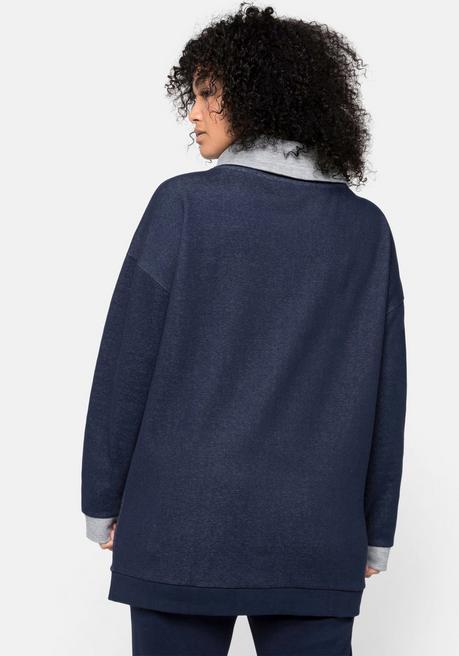 Sheego Shirt Mit Weitem Kragen Und Doubleface-Verarbeitung - Marine Sheego