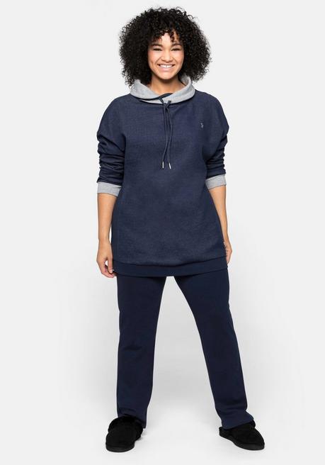 Sheego Shirt Mit Weitem Kragen Und Doubleface-Verarbeitung - Marine Sheego