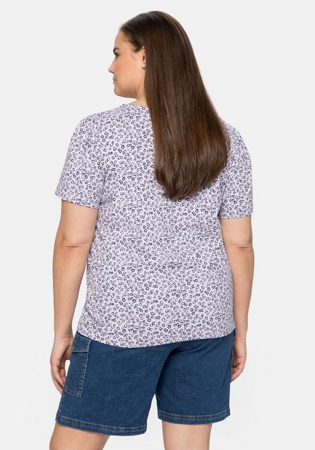 Sheego Shirt Mit Zartem Alloverdruck, Leicht Elastisch - Lavendel Sheego
