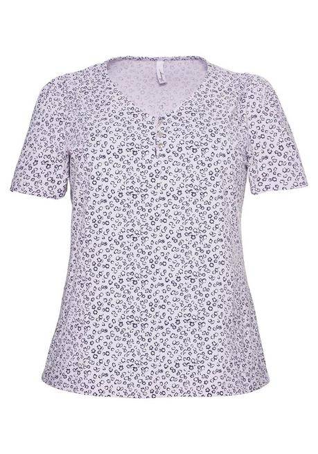 Sheego Shirt Mit Zartem Alloverdruck, Leicht Elastisch - Lavendel Sheego