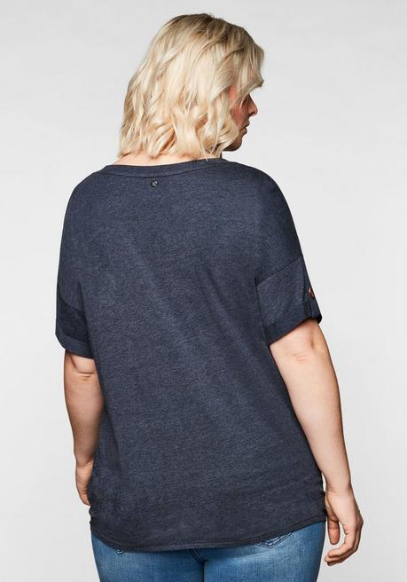 Sheego Shirt Mit Ziernaht Und Knotendetail Am Saum - Marine Sheego