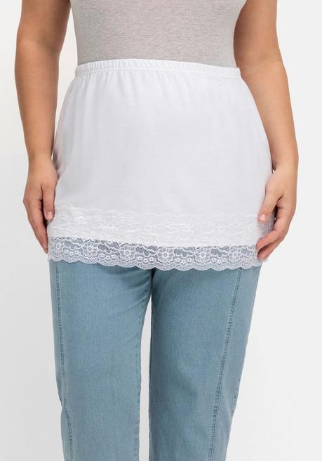 sheego Shirt-Verlängerung mit Spitzenbund - weiß sheego