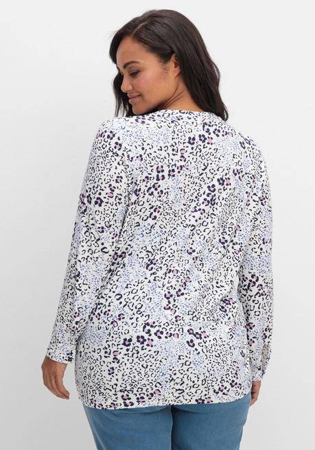 Sheego Shirtbluse Aus Viskosejersey, Mit Animalprint - Ecru Gemustert Sheego