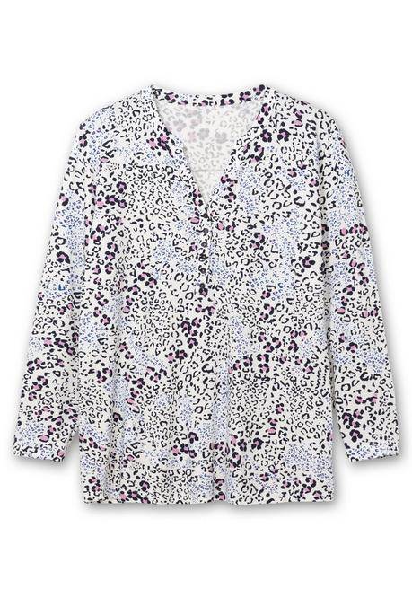 Sheego Shirtbluse Aus Viskosejersey, Mit Animalprint - Ecru Gemustert Sheego