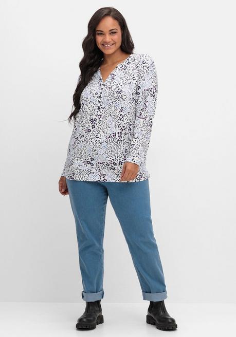 Sheego Shirtbluse Aus Viskosejersey, Mit Animalprint - Ecru Gemustert Sheego