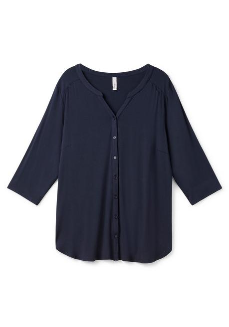 Sheego Shirtbluse Mit 3/4-Arm Und Kräuseldetails - Nachtblau Sheego