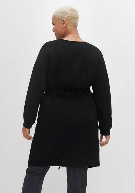 Sheego Shirtjacke In Longform Mit Dekorativem Gürtel - Schwarz Sheego