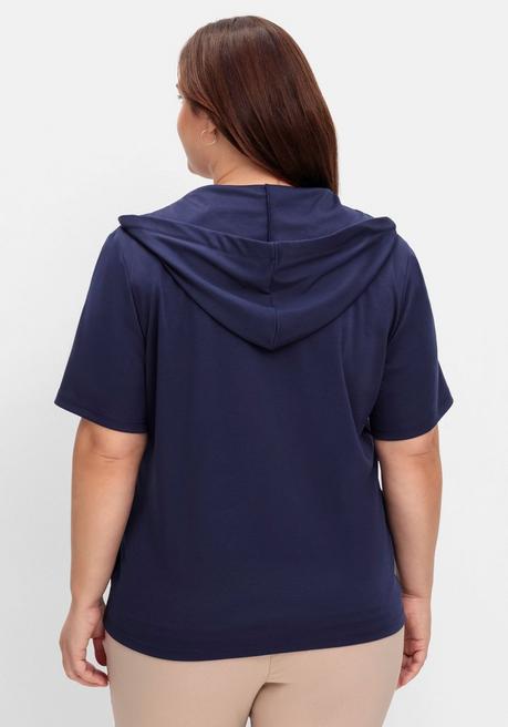 Sheego Shirtjacke Mit Kapuze Und Reißverschluss - Nachtblau Sheego