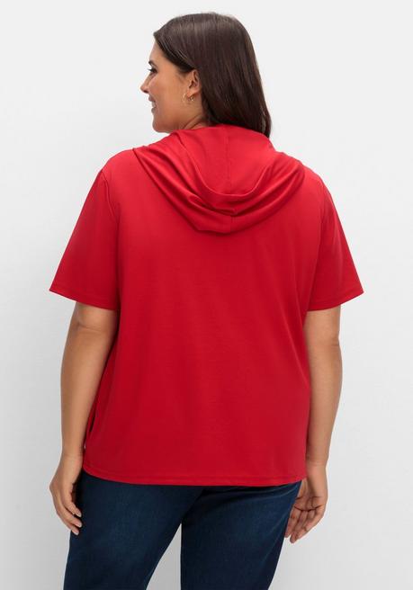 Sheego Shirtjacke Mit Kapuze Und Reißverschluss - Rot Sheego