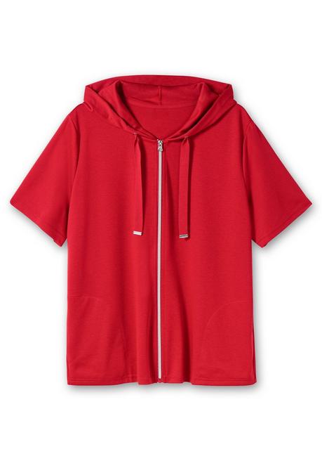 Sheego Shirtjacke Mit Kapuze Und Reißverschluss - Rot Sheego