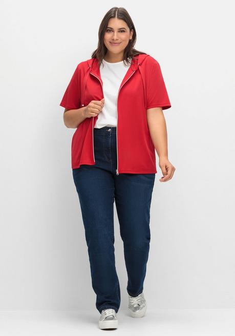 Sheego Shirtjacke Mit Kapuze Und Reißverschluss - Rot Sheego