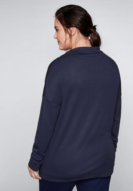 Sheego Shirtjacke Mit Stehkragen Und Bindeband - Marine Sheego