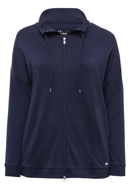 Sheego Shirtjacke Mit Stehkragen Und Bindeband - Marine Sheego