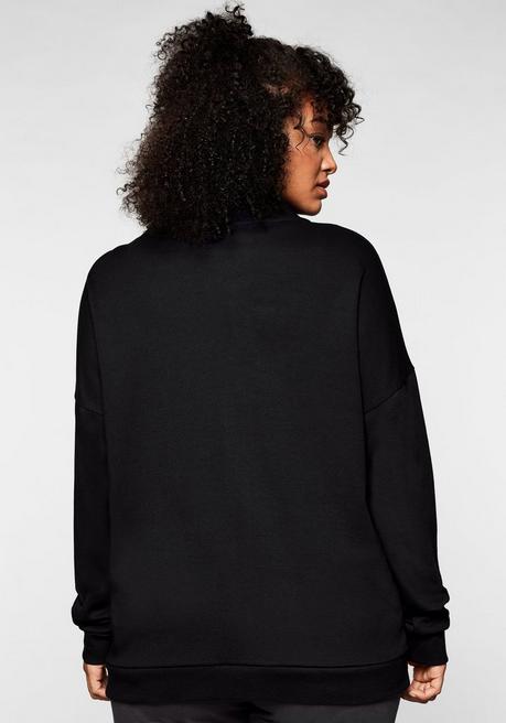 Sheego Shirtjacke Mit Stehkragen Und Bindeband - Schwarz Sheego