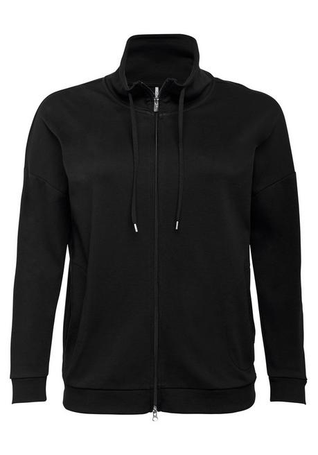 Sheego Shirtjacke Mit Stehkragen Und Bindeband - Schwarz Sheego