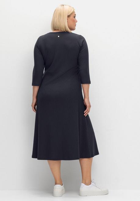 Sheego Shirtkleid Aus Rippqualität, Mit 3/4-Ärmeln - Tiefblau Sheego
