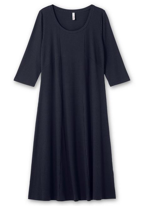 Sheego Shirtkleid Aus Rippqualität, Mit 3/4-Ärmeln - Tiefblau Sheego