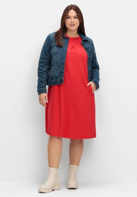 Sheego Shirtkleid In A-Linie, Mit Taschen - Mohnrot Sheego