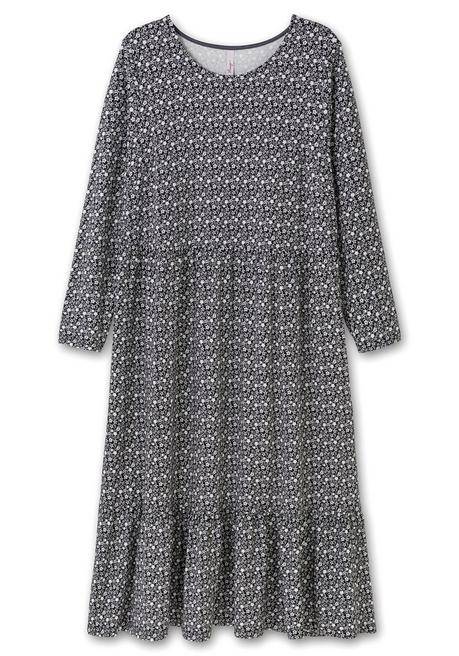 Sheego Shirtkleid In Midilänge, Mit Blumendruck - Schwarz-weiß Sheego