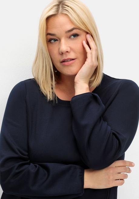 Sheego Shirtkleid In Schwerer Qualität, Mit Raffung Hinten - Tiefblau Sheego