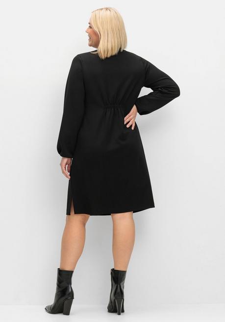 Sheego Shirtkleid In Schwerer Qualität, Mit Raffung Hinten - Schwarz Sheego