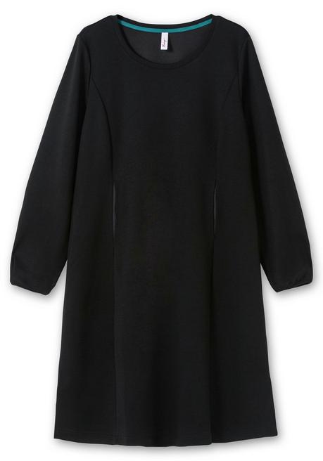 Sheego Shirtkleid In Schwerer Qualität, Mit Raffung Hinten - Schwarz Sheego