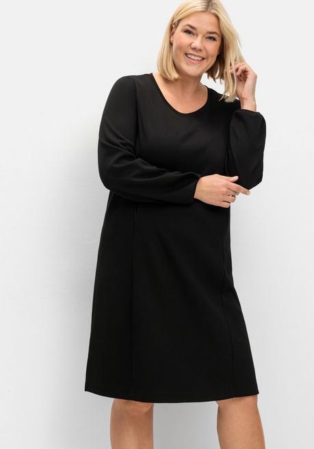 Sheego Shirtkleid In Schwerer Qualität, Mit Raffung Hinten - Schwarz Sheego