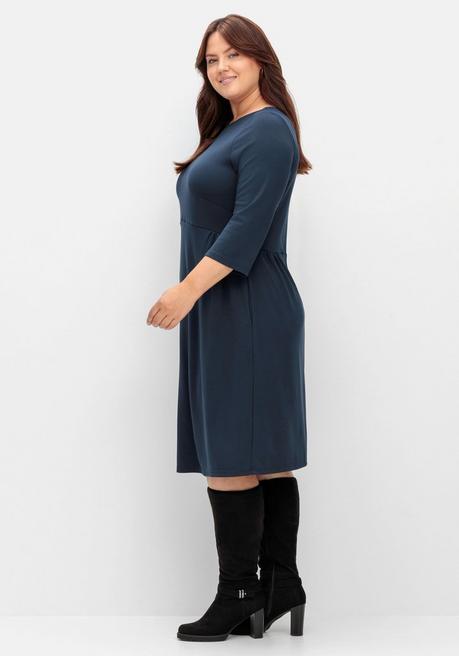 Sheego Shirtkleid Mit 3/4-Ärmeln Und Seitentaschen - Nachtblau Sheego