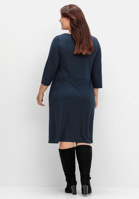 Sheego Shirtkleid Mit 3/4-Ärmeln Und Seitentaschen - Nachtblau Sheego
