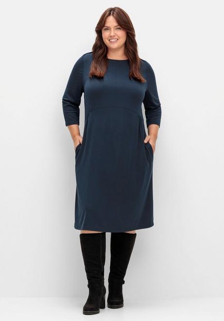 sheego Shirtkleid mit 3/4-Ärmeln und Seitentaschen - nachtblau sheego