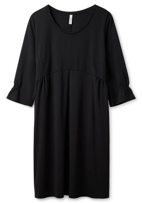 Sheego Shirtkleid Mit Gerafften 3/4-Ärmeln - Schwarz Sheego