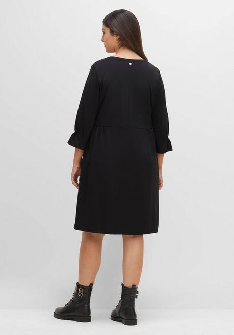 Sheego Shirtkleid Mit Gerafften 3/4-Ärmeln - Schwarz Sheego