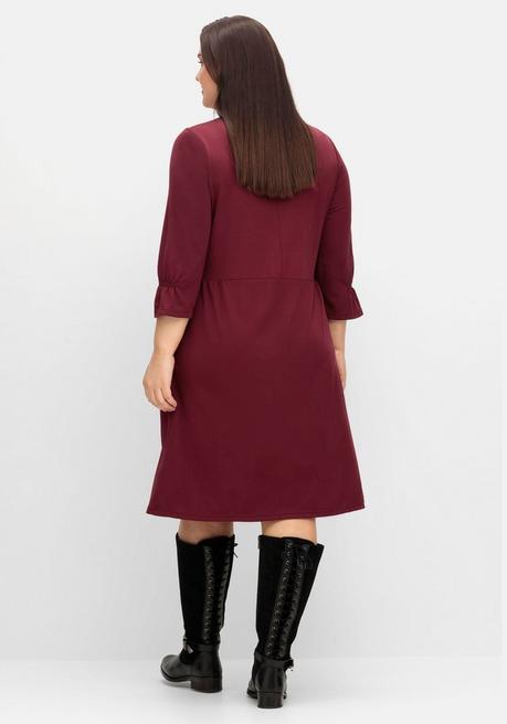 Sheego Shirtkleid Mit Gerafften 3/4-Ärmeln - Weinrot Sheego