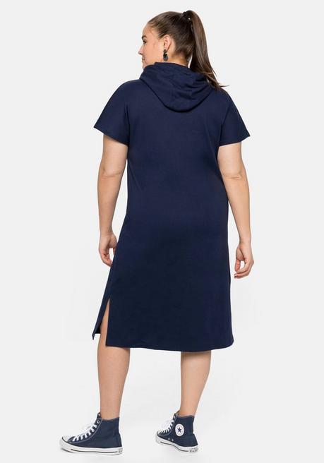 Sheego Shirtkleid Mit Kapuze Und Kängurutasche - Marine Sheego