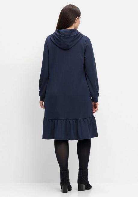 Sheego Shirtkleid Mit Kapuze Und Volant Am Saum - Nachtblau Sheego