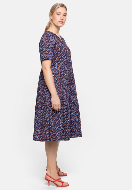 Sheego Shirtkleid Mit Paisleydruck Und Lochspitze - Nachtblau Bedruckt Sheego